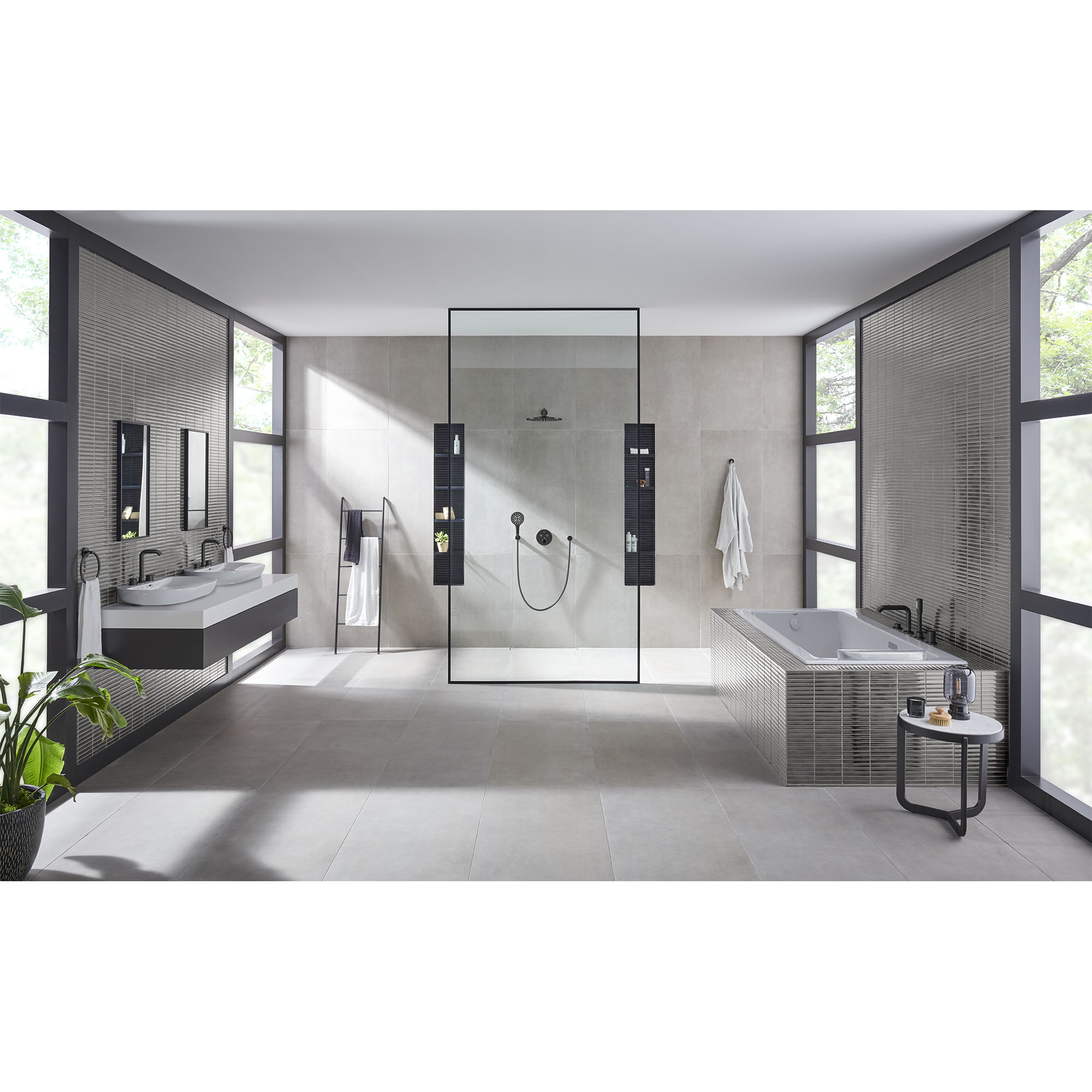 4-Hole Single-Handle Deck Mount Roman Tub Faucet with 1.75 GPM Hand Shower